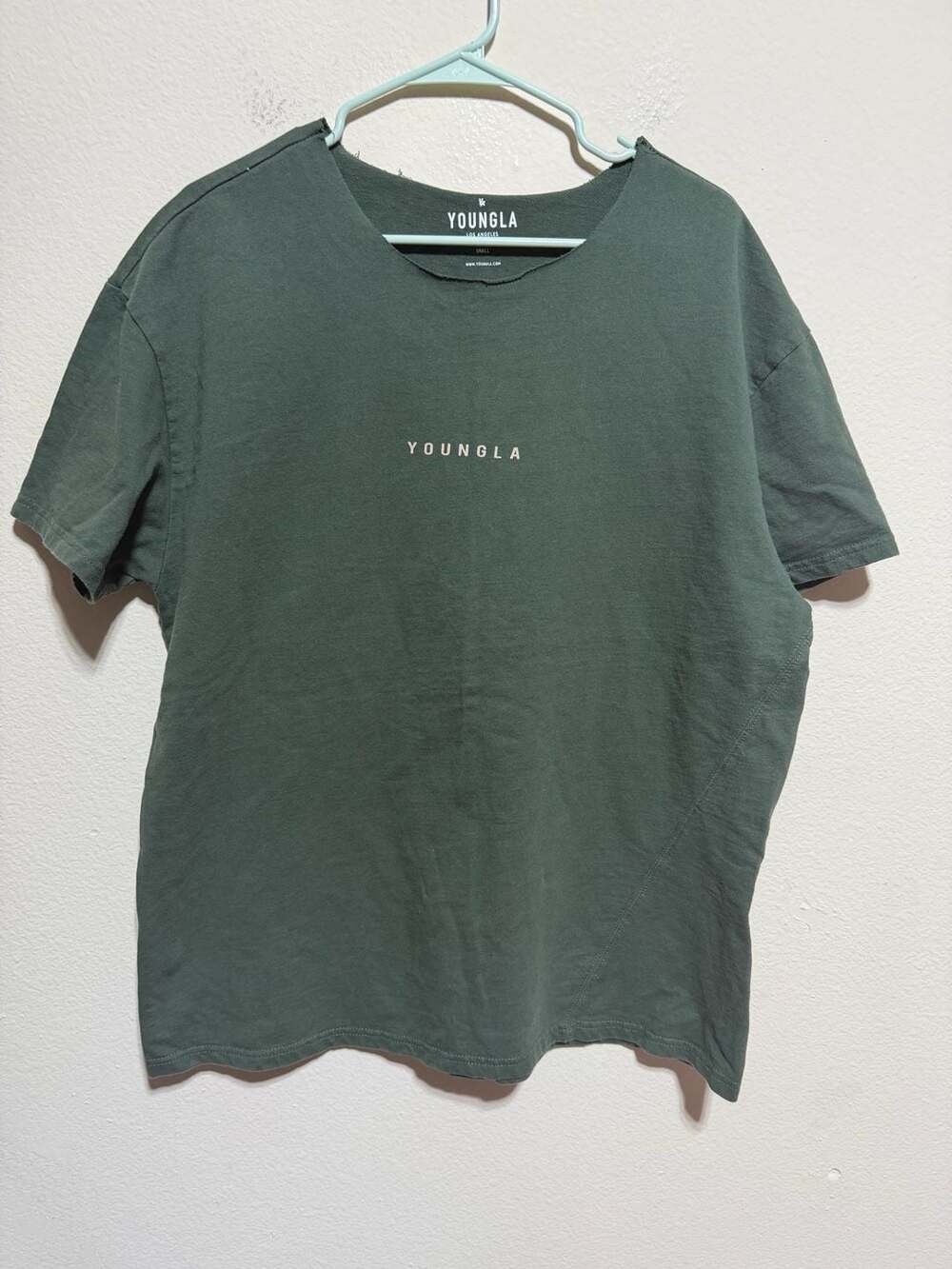 YoungLA Graphic Logo Raw Edge Short Sleeve T-Shirt